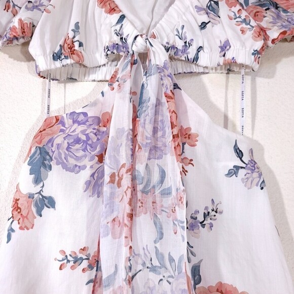 NEW Sofia The Label Ami Cottagecore Cut Out Mini Dress Floral Coquette Lolita - Picture 7 of 14